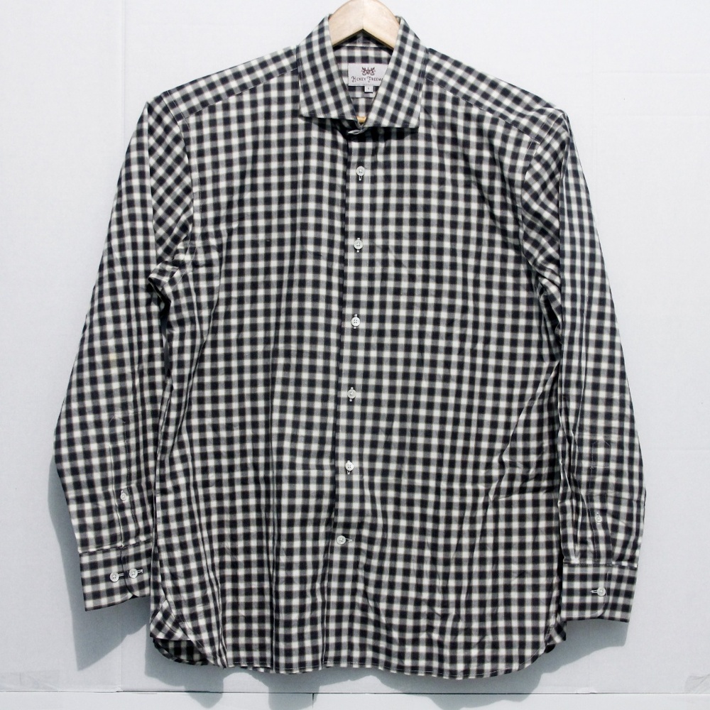 Hickey Freeman Mens Button Down Plaid Shirt Large